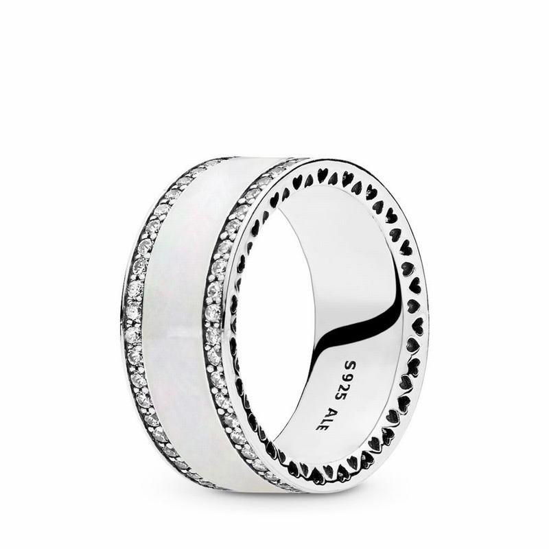 Pandora Hearts Statement Ring - Sterling Silver/Enamel/White/Cubic Zirconia - Canada | SU8567ZF